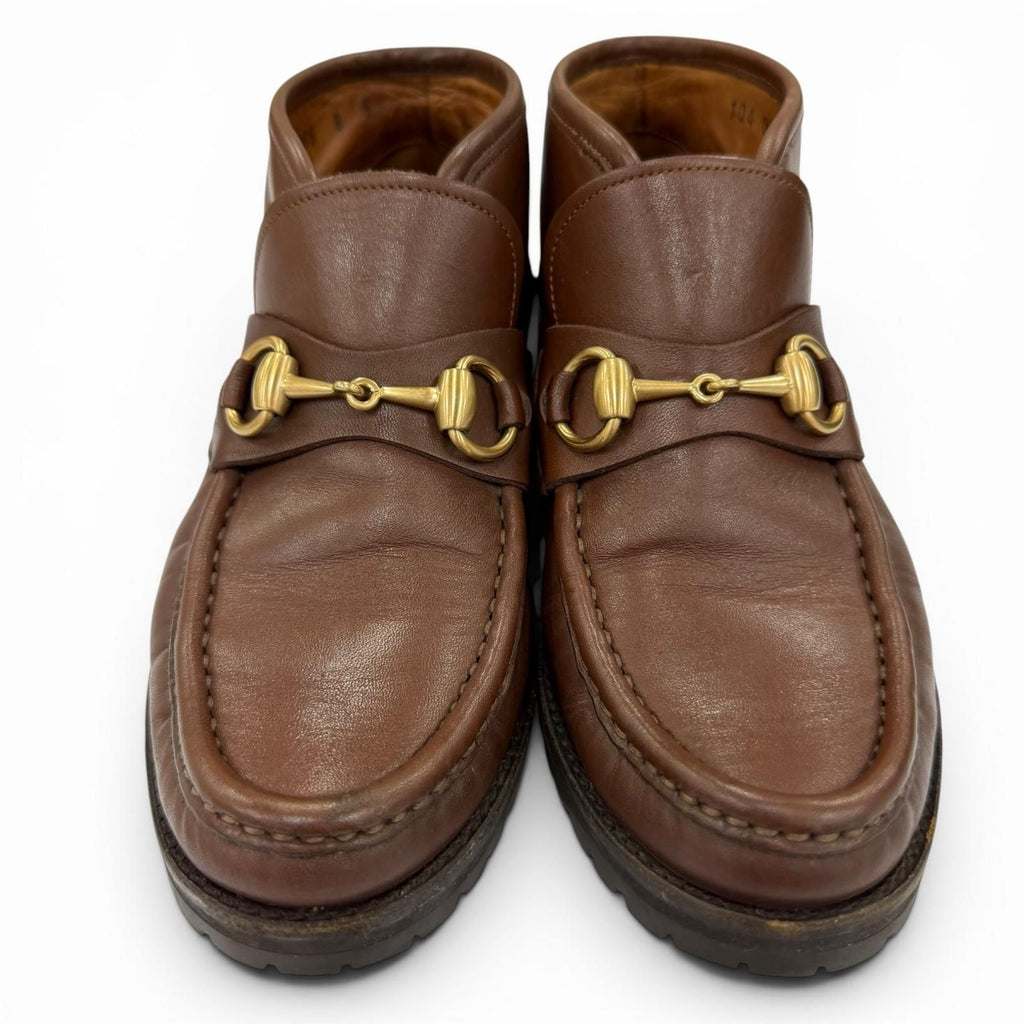 Gucci 104 Horsebit Leather Short Boots Brown Gold 5 — view 4