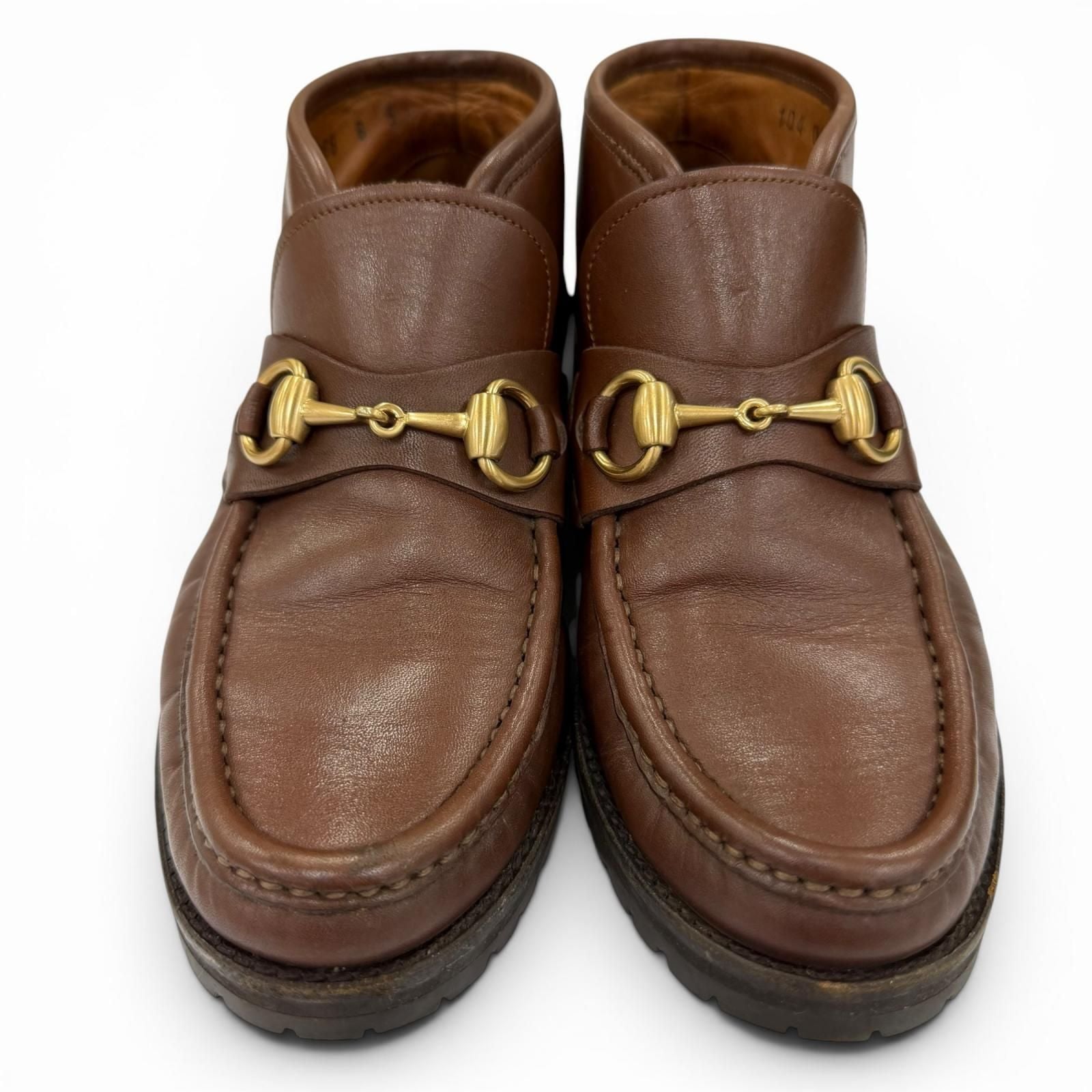 Gucci 104 Horsebit Leather Short Boots Brown Gold 5 — view 4