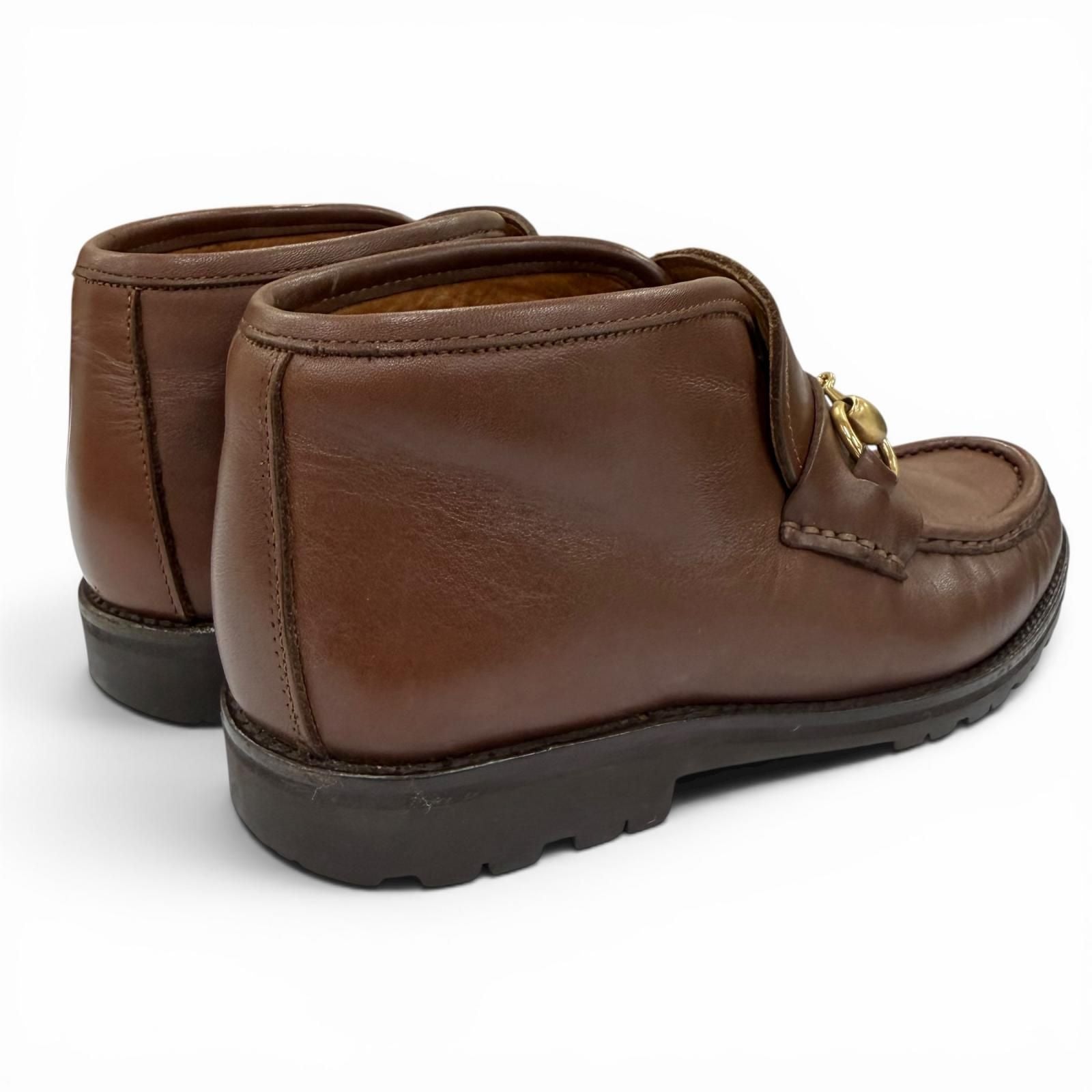 Gucci 104 Horsebit Leather Short Boots Brown Gold 5 — view 3