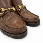 Gucci 104 Horsebit Leather Short Boots Brown Gold 5 — view 8