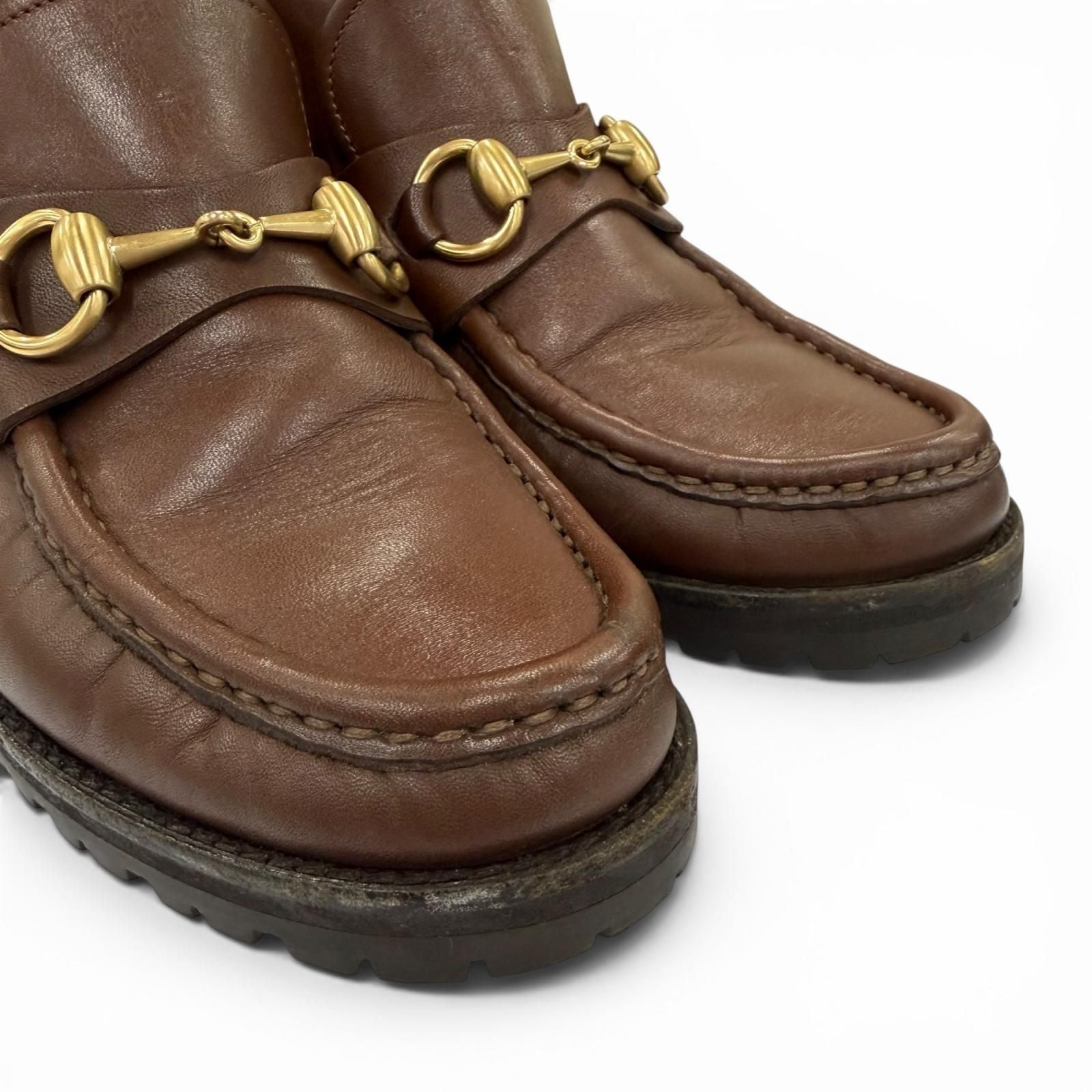 Gucci 104 Horsebit Leather Short Boots Brown Gold 5 — view 8