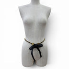 Chanel Vintage CC Logo Chain Leather Ribbon Belt Black Gold — view 6
