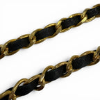 Chanel Vintage CC Logo Chain Leather Ribbon Belt Black Gold — view 7