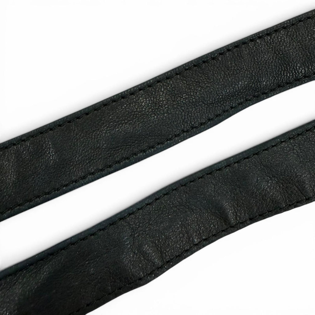 Chanel Vintage CC Logo Chain Leather Ribbon Belt Black Gold — view 8