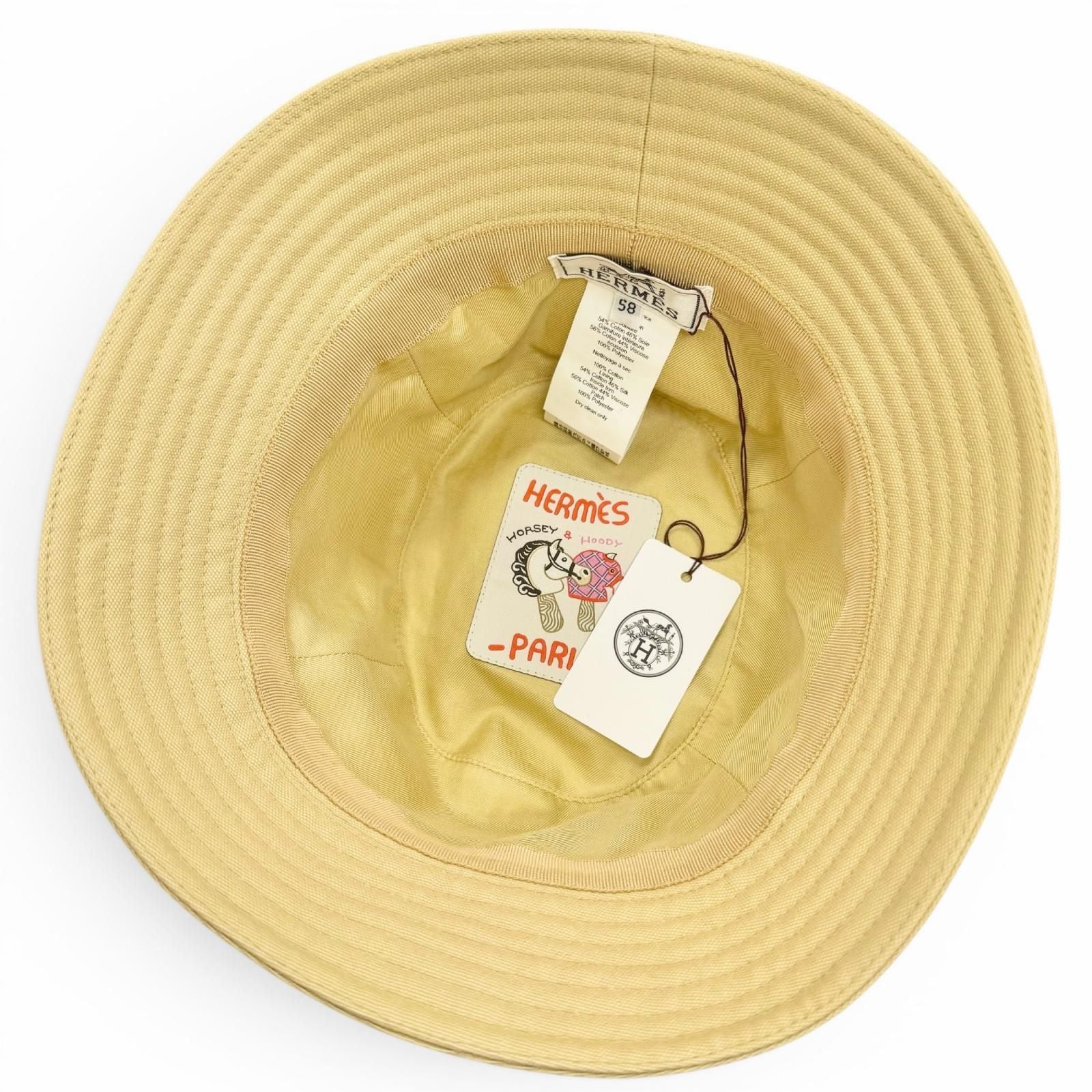 Hermes Calvi Sea Shell Cotton 100% Silver Chaine D'ancre Bucket Hat Beige 58 — view 6