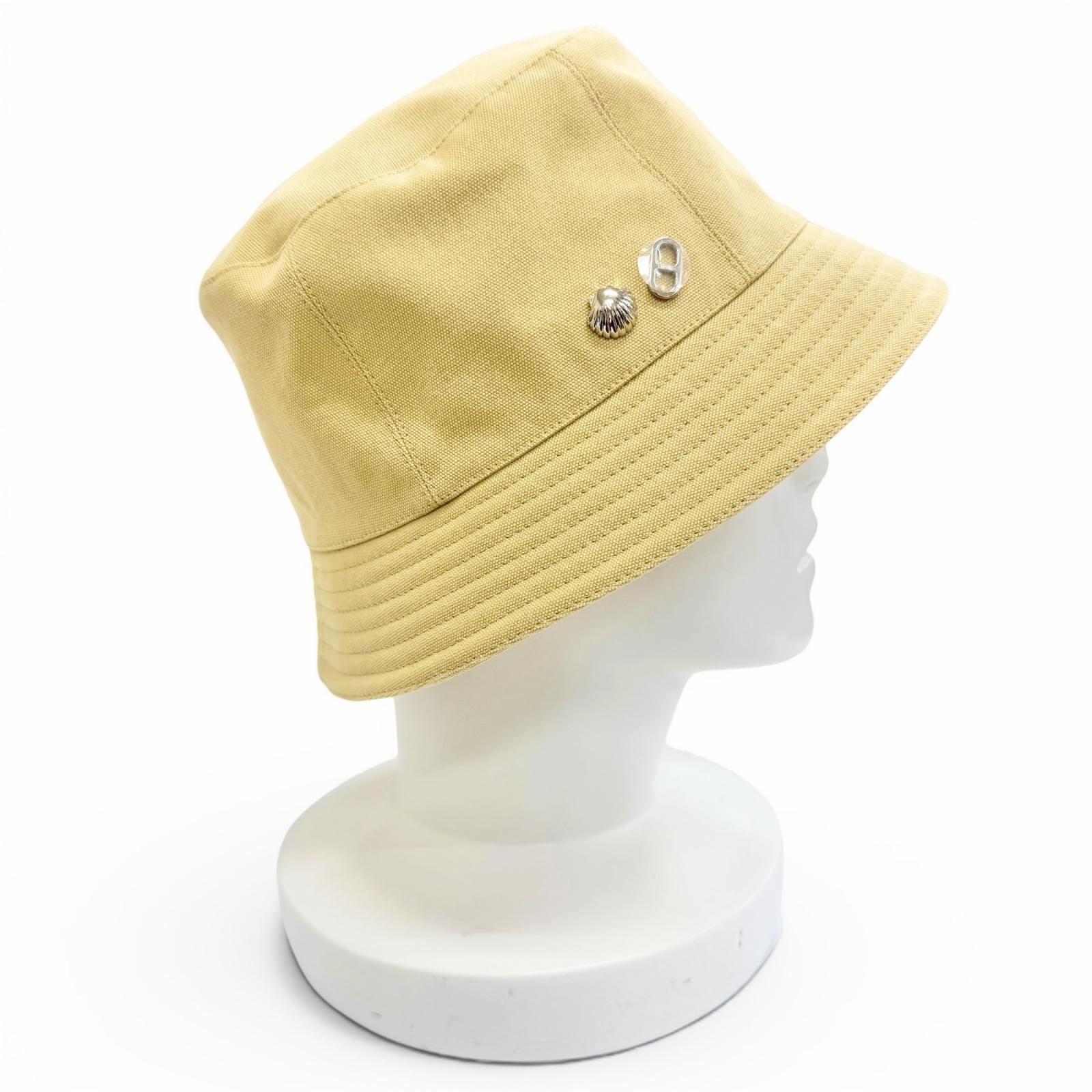 Hermes Calvi Sea Shell Cotton 100% Silver Chaine D'ancre Bucket Hat Beige 58 — view 4