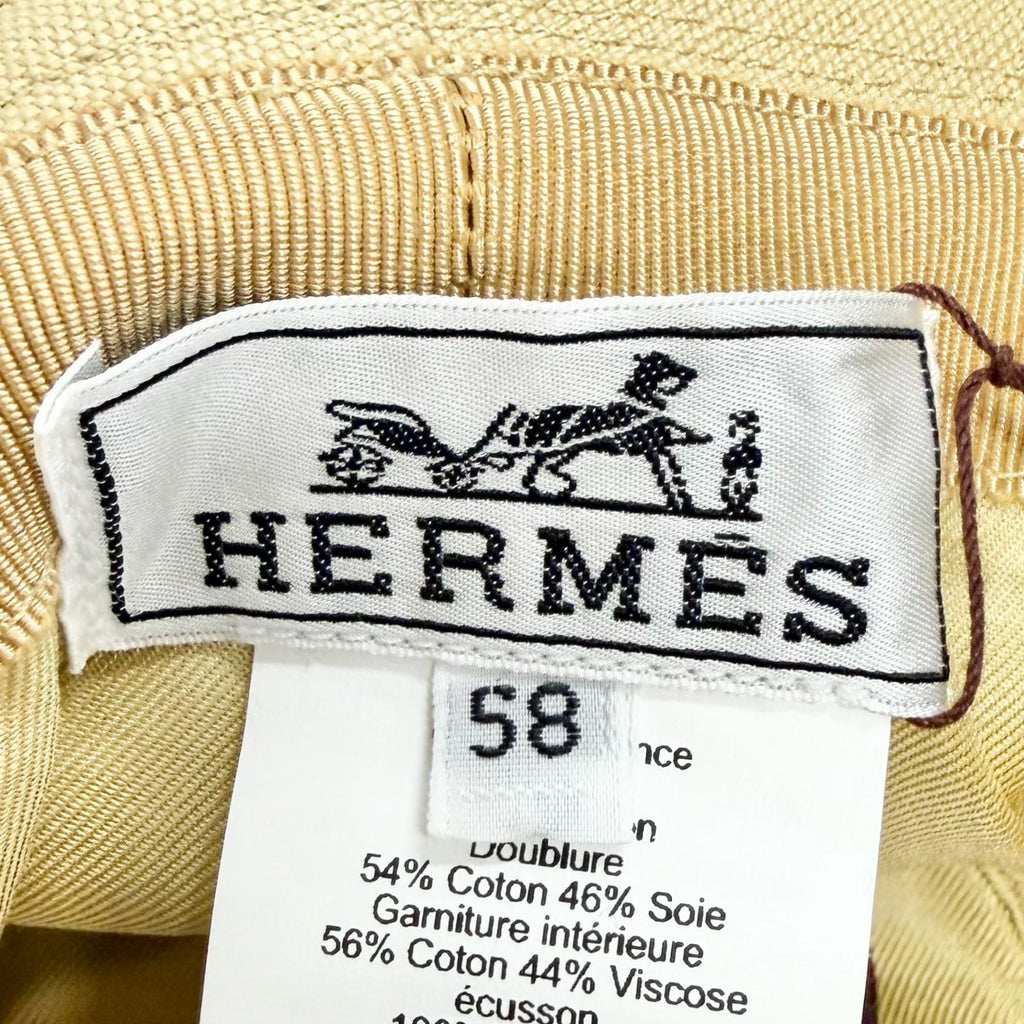 Hermes Calvi Sea Shell Cotton 100% Silver Chaine D'ancre Bucket Hat Beige 58 — view 9