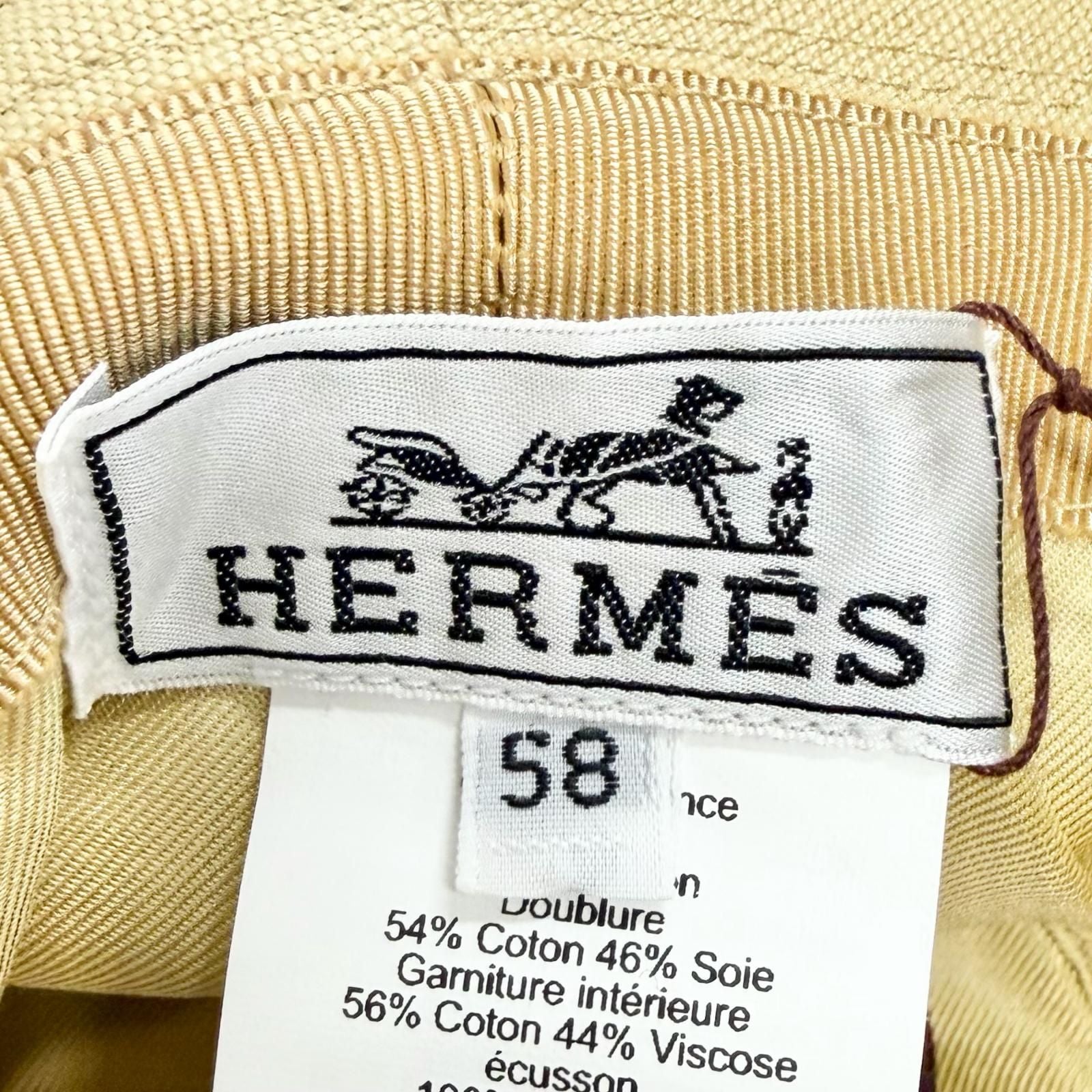 Hermes Calvi Sea Shell Cotton 100% Silver Chaine D'ancre Bucket Hat Beige 58 — view 9