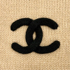 Chanel Cashmere CC Logo Long Scarf Shawl Beige Black — view 6