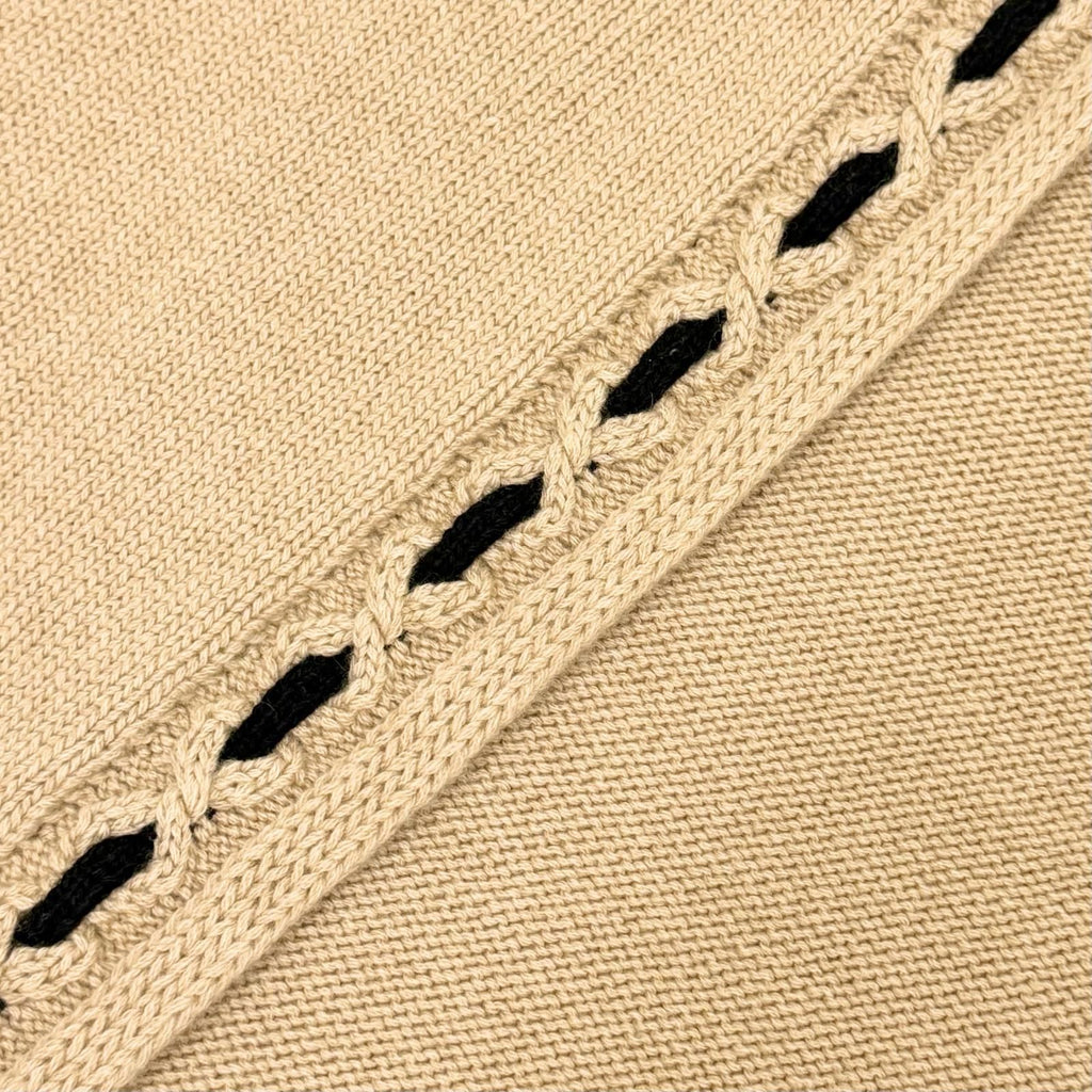 Chanel Cashmere CC Logo Long Scarf Shawl Beige Black — view 4