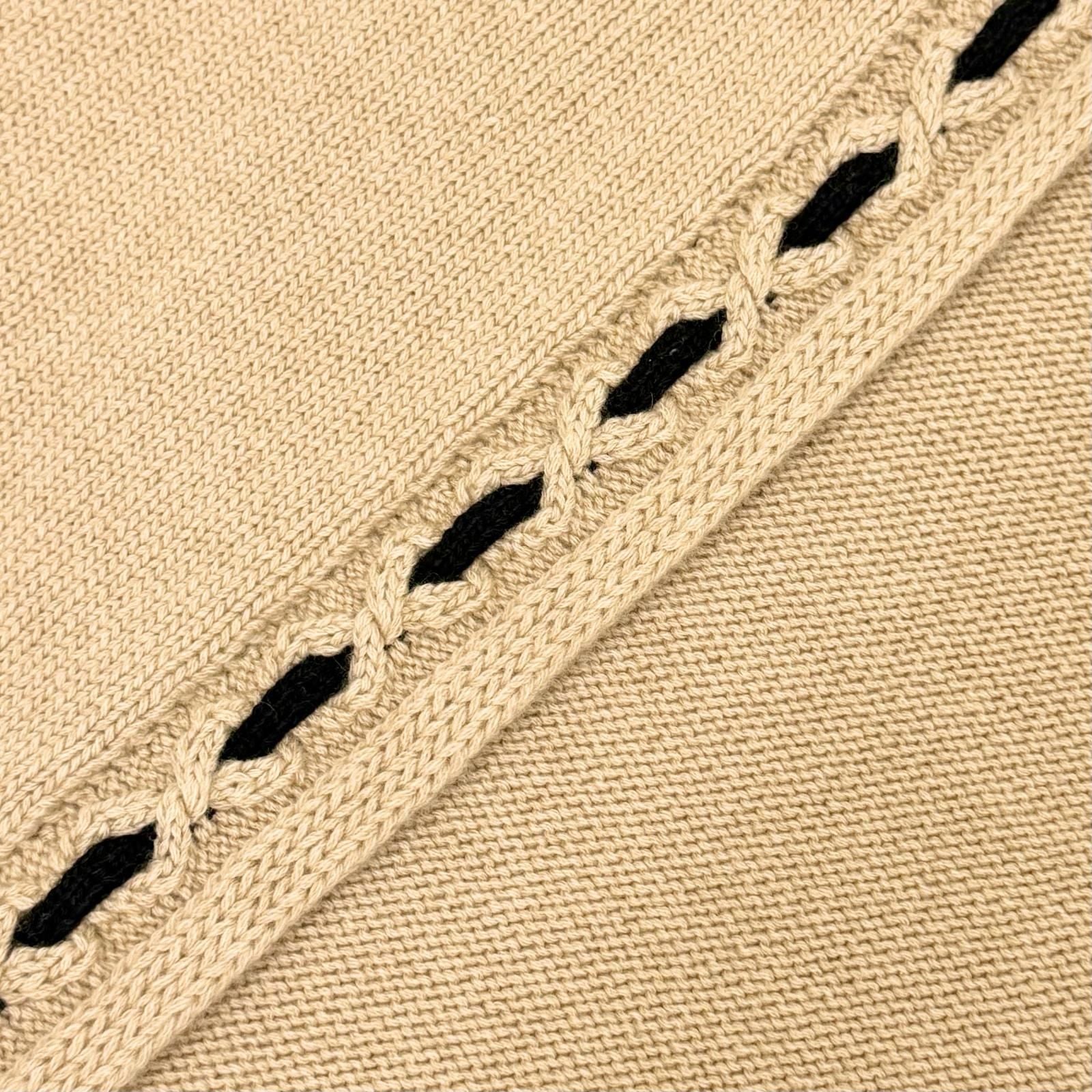 Chanel Cashmere CC Logo Long Scarf Shawl Beige Black — view 4