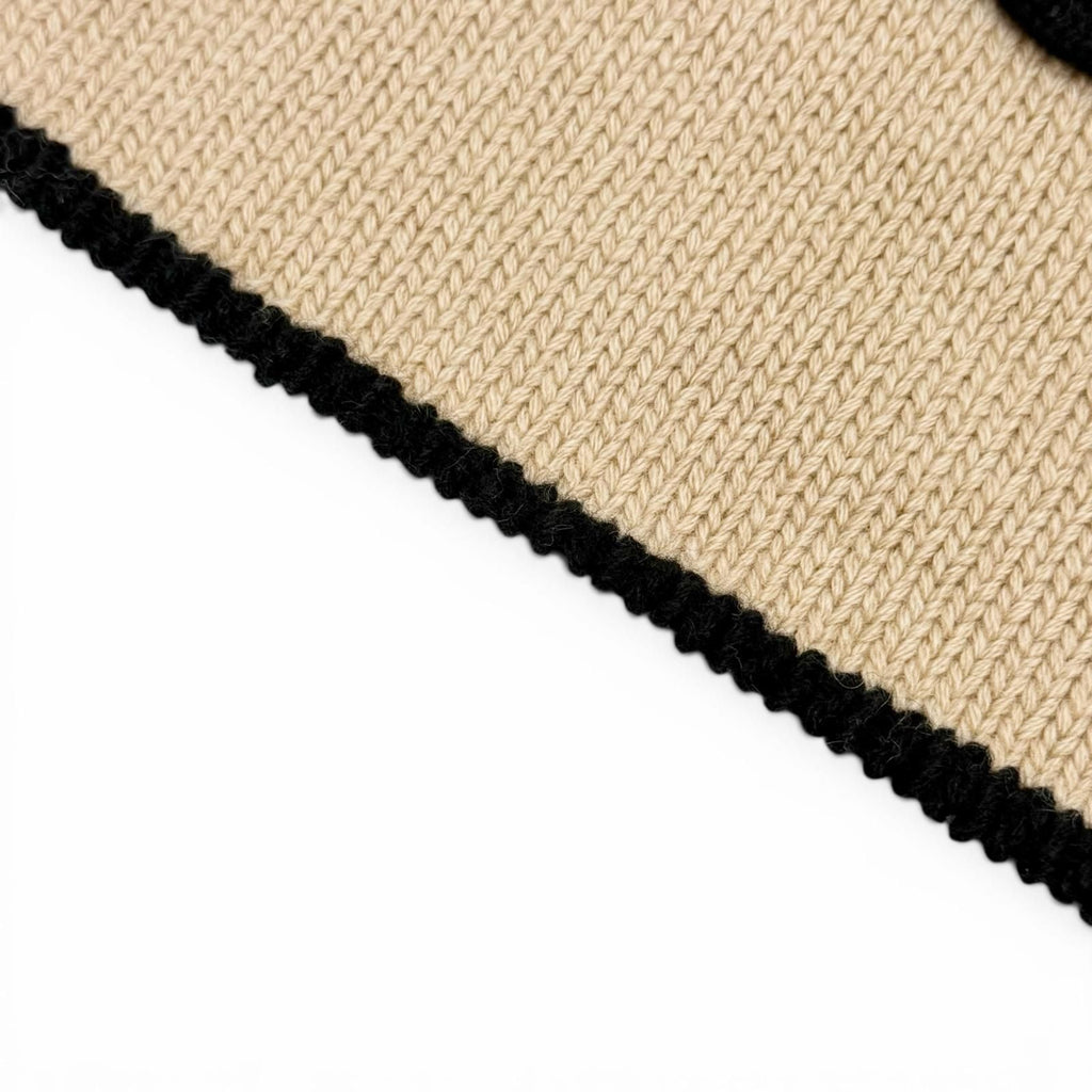 Chanel Cashmere CC Logo Long Scarf Shawl Beige Black — view 5