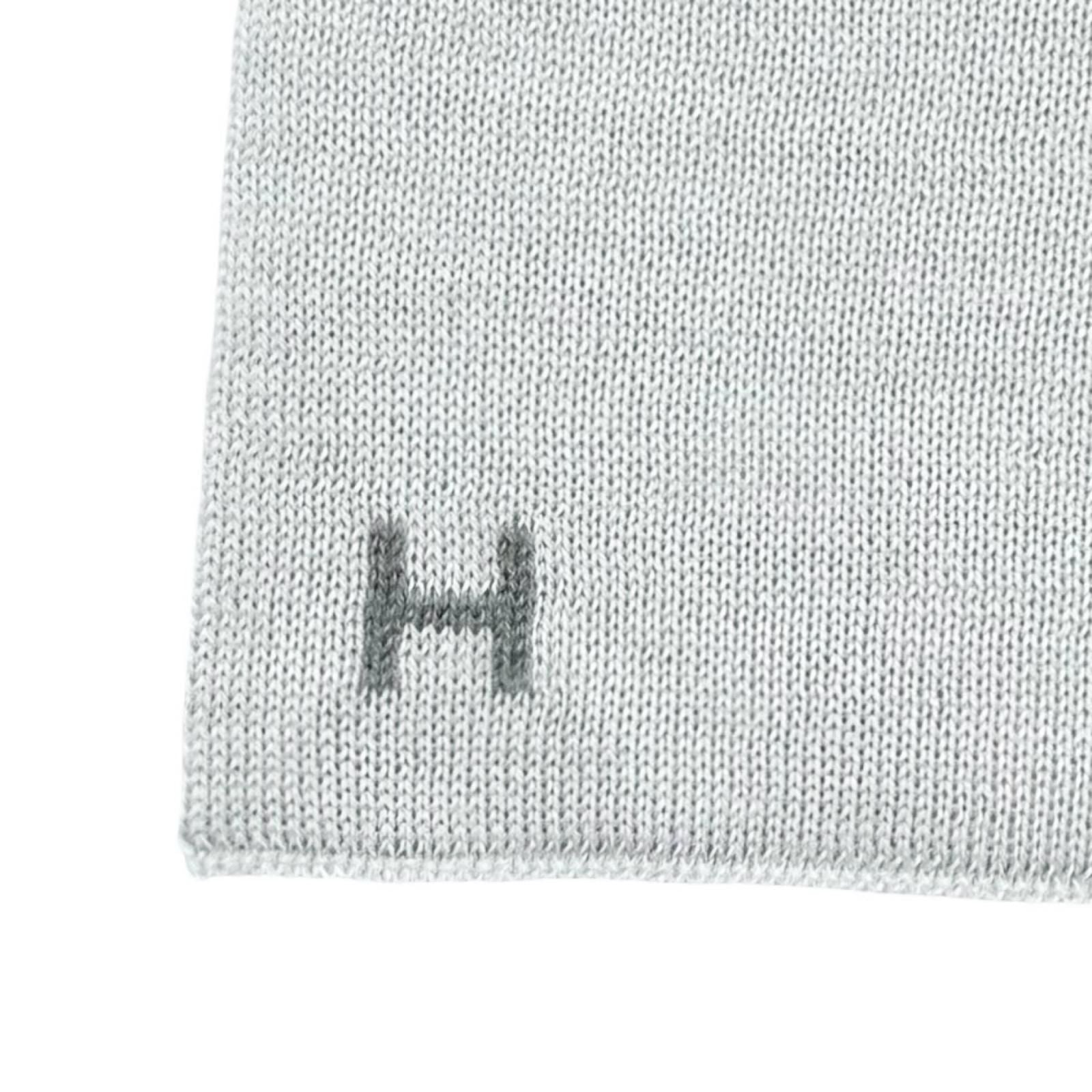 Hermes Cashmere Silk Blend Logo Scarf Shawl Gray — view 5