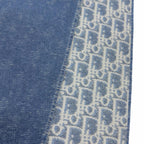 Dior Cashmere Oblique All Over Pattern Large Shawl Fringe Scarf Blue Ivory — view 4