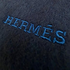 Hermes Recto Verso Cashmere Bicolor Logo Embroidery with Fringe Reversible — view 5