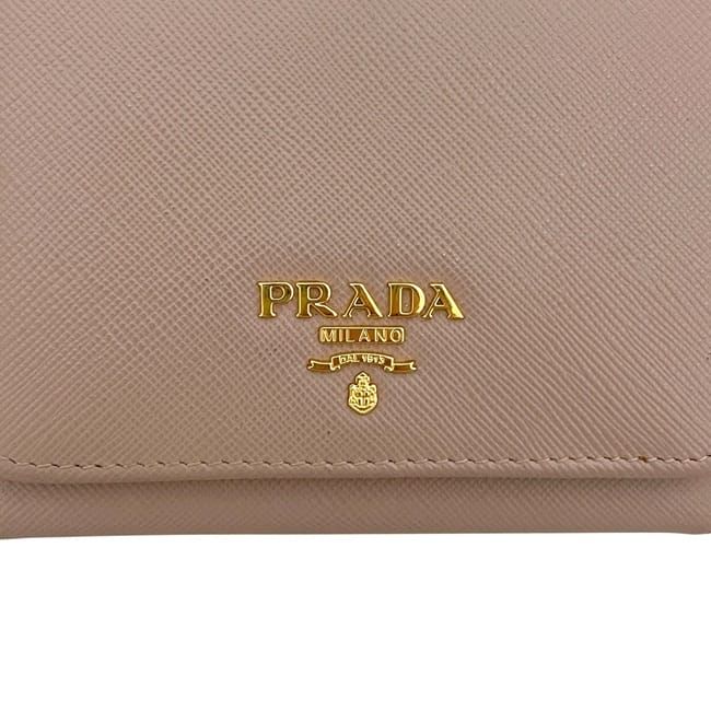 Prada Trifold Wallet Beige Cammeo Saffiano Leather — view 7