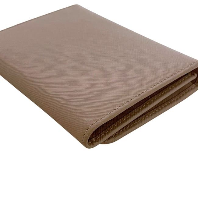 Prada Trifold Wallet Beige Cammeo Saffiano Leather — view 9