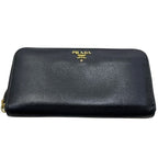 Prada Zip Around Wallet Black Vitello Leather 62c — view 9