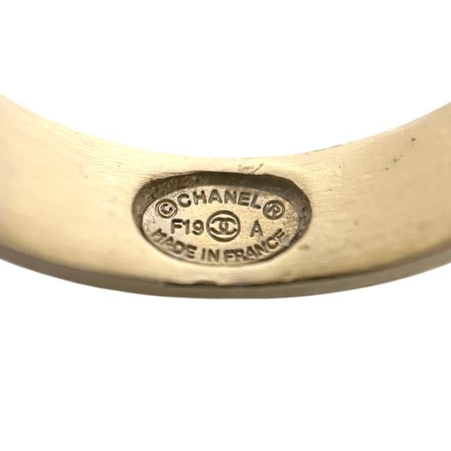 Chanel Ring Gold CC Logo Officially Repaired Rhinestone a — view 7