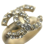 Chanel Ring Gold CC Logo Officially Repaired Rhinestone a — view 5