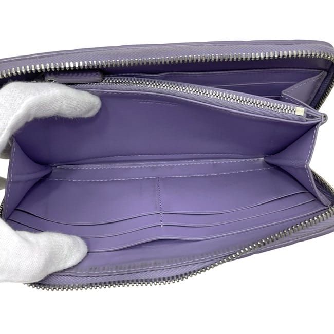 Bottega Veneta Zip Around Wallet Lavender Purple Intrecciato Leather — view 6