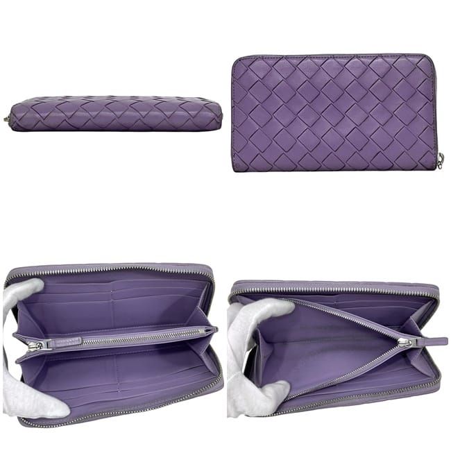 Bottega Veneta Zip Around Wallet Lavender Purple Intrecciato Leather — view 2