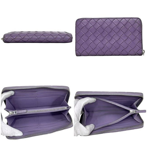Bottega Veneta Zip Around Wallet Lavender Purple Intrecciato Leather — view 2