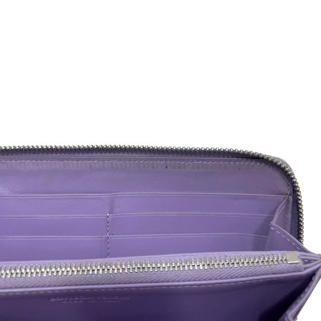 Bottega Veneta Zip Around Wallet Lavender Purple Intrecciato Leather — view 3