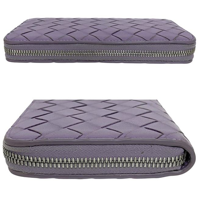 Bottega Veneta Zip Around Wallet Lavender Purple Intrecciato Leather — view 8