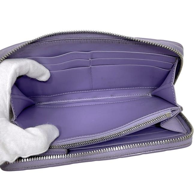 Bottega Veneta Zip Around Wallet Lavender Purple Intrecciato Leather — view 5