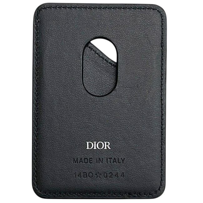 Dior Card Case Magnet Black Saddle Mag Safe Compatible Holder Leather — view 2