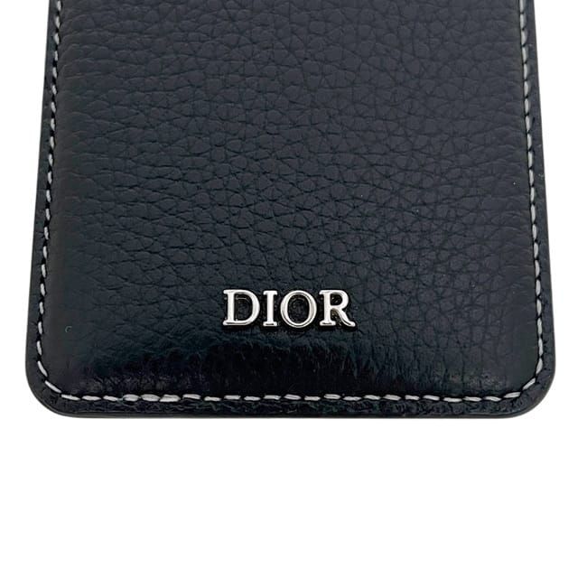 Dior Card Case Magnet Black Saddle Mag Safe Compatible Holder Leather — view 7