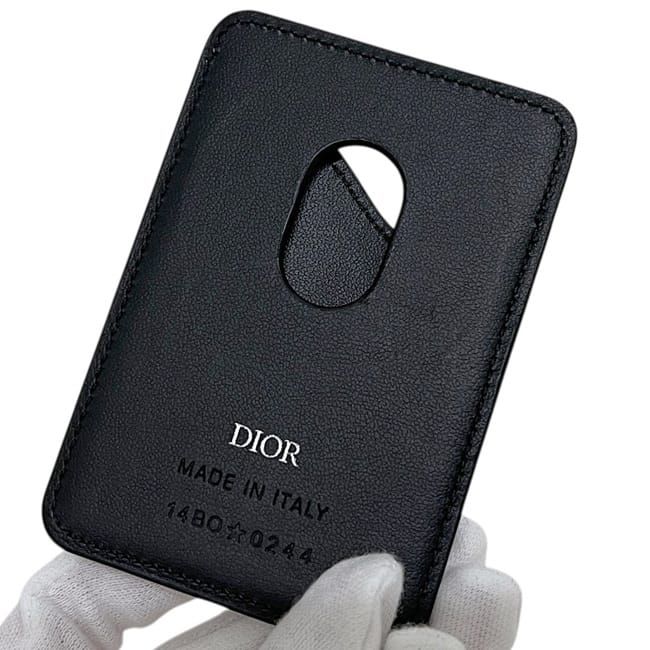 Dior Card Case Magnet Black Saddle Mag Safe Compatible Holder Leather — view 9