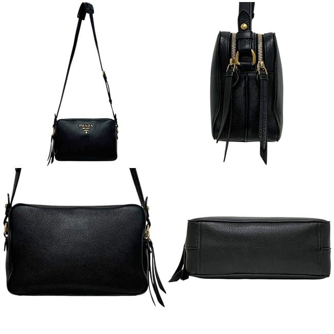 Prada Shoulder Bag Black Nero Vitello Daino Crossbody Leather 19 — view 2