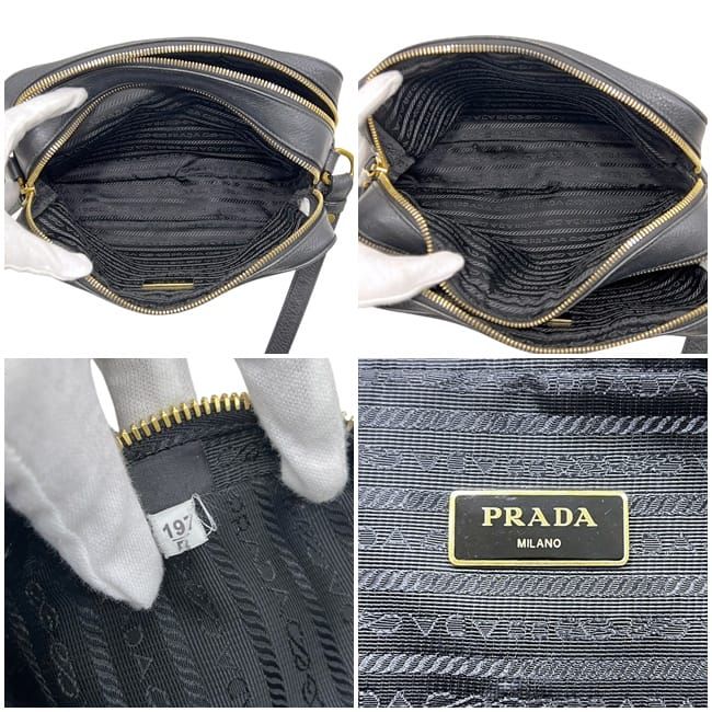 Prada Shoulder Bag Black Nero Vitello Daino Crossbody Leather 19 — view 3