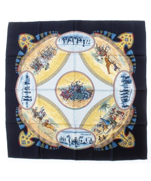 Hermes Bandana Scarf Navy