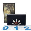 Gucci Shoulder Bag GG Marmont Black Leather Crystal Bijou Chain Wallet