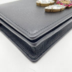 Gucci Shoulder Bag GG Marmont Black Leather Crystal Bijou Chain Wallet — view 4