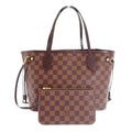 Louis Vuitton Neverfull PM Tote Damier Canvas Brown Gold Pouch