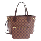 Louis Vuitton Neverfull PM Tote Damier Canvas Brown Gold Pouch
