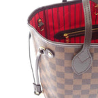 Louis Vuitton Neverfull PM Tote Damier Canvas Brown Gold Pouch — view 9