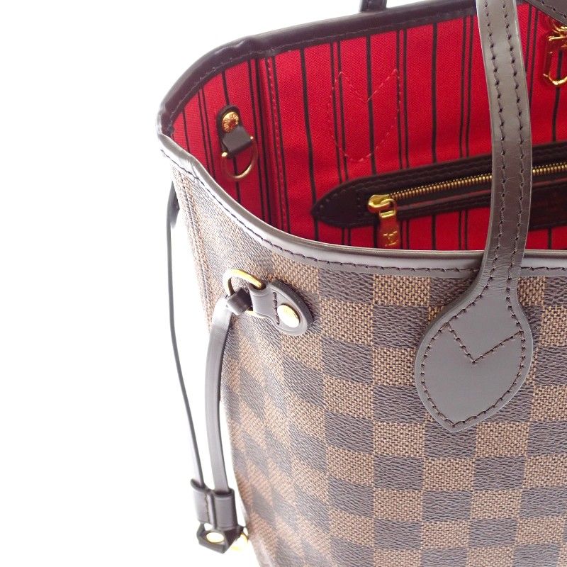 Louis Vuitton Neverfull PM Tote Damier Canvas Brown Gold Pouch — view 9