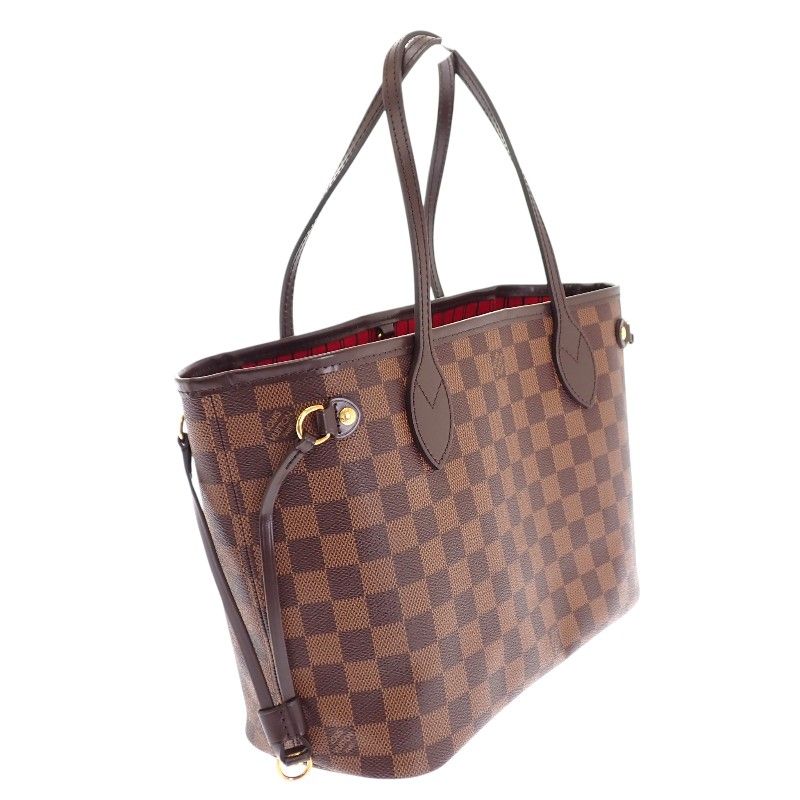 Louis Vuitton Neverfull PM Tote Damier Canvas Brown Gold Pouch — view 4