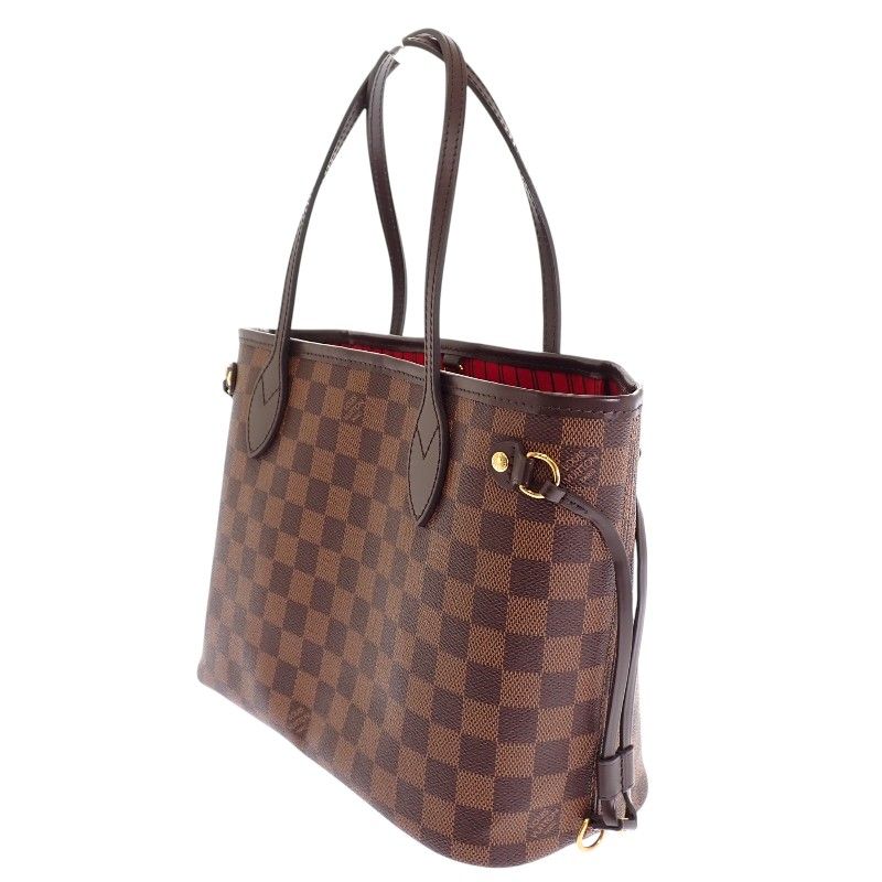 Louis Vuitton Neverfull PM Tote Damier Canvas Brown Gold Pouch — view 3