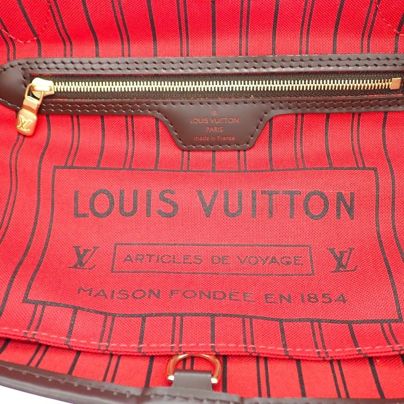Louis Vuitton Neverfull PM Tote Damier Canvas Brown Gold Pouch — view 8