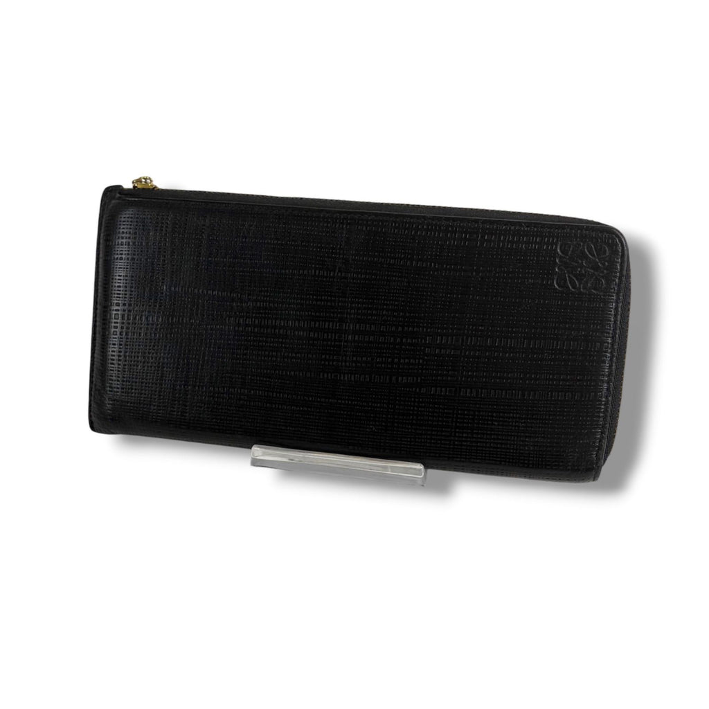 Loewe Linen Anagram Logo Wallet L-shaped Zip Black