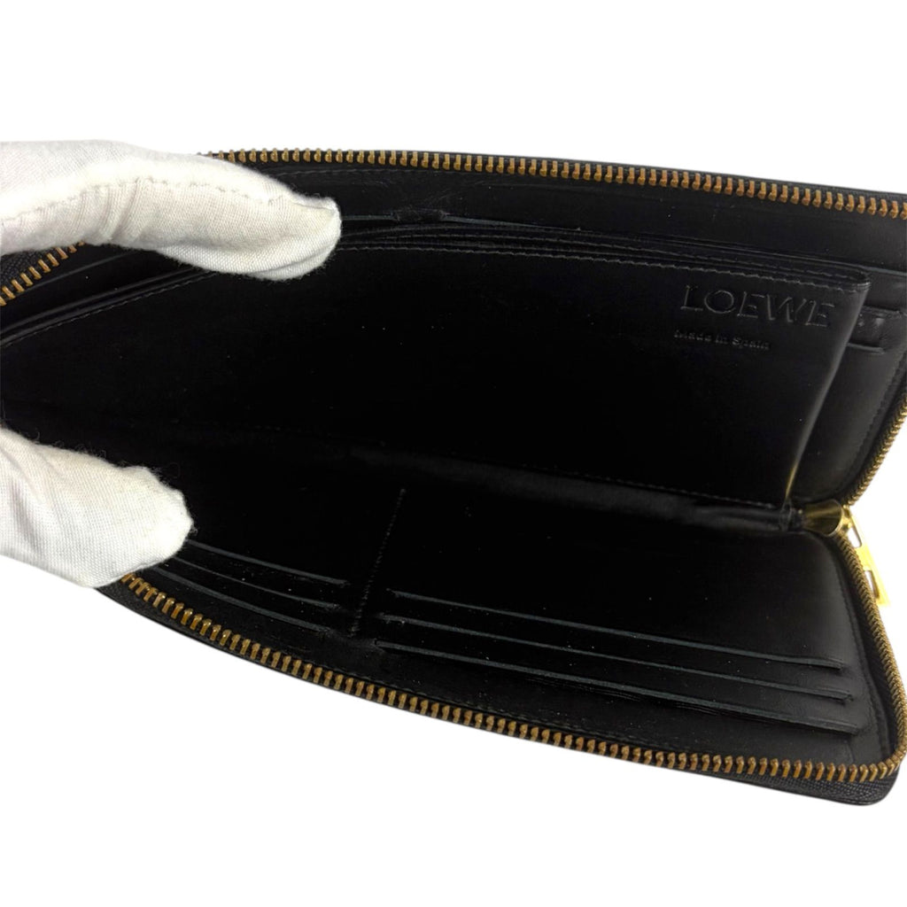 Loewe Linen Anagram Logo Wallet L-shaped Zip Black — view 9