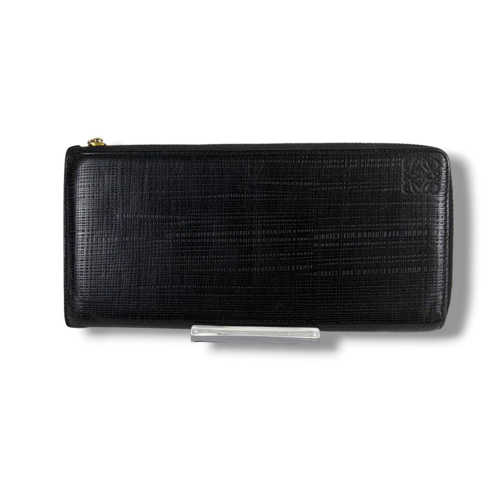 Loewe Linen Anagram Logo Wallet L-shaped Zip Black — view 2