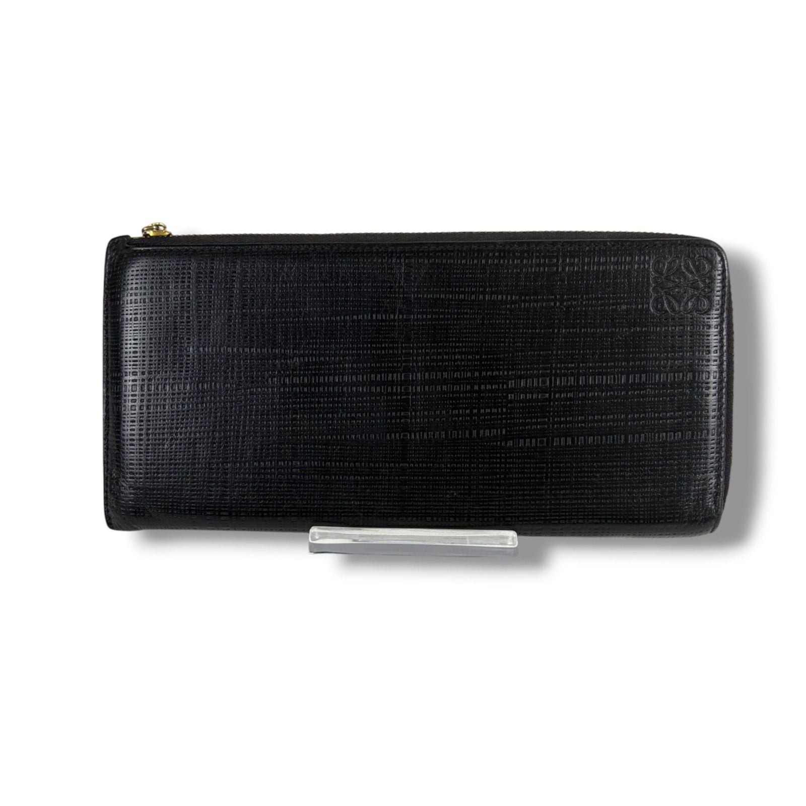Loewe Linen Anagram Logo Wallet L-shaped Zip Black — view 2