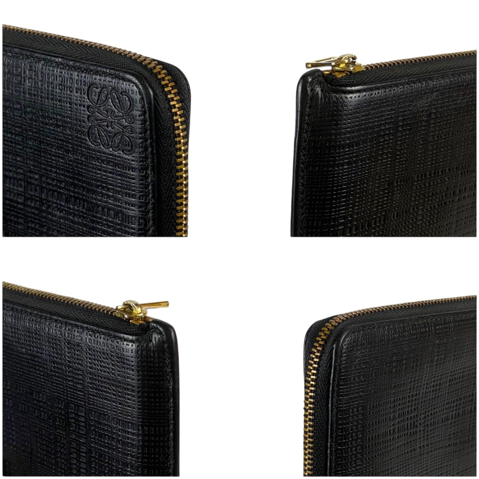 Loewe Linen Anagram Logo Wallet L-shaped Zip Black — view 5